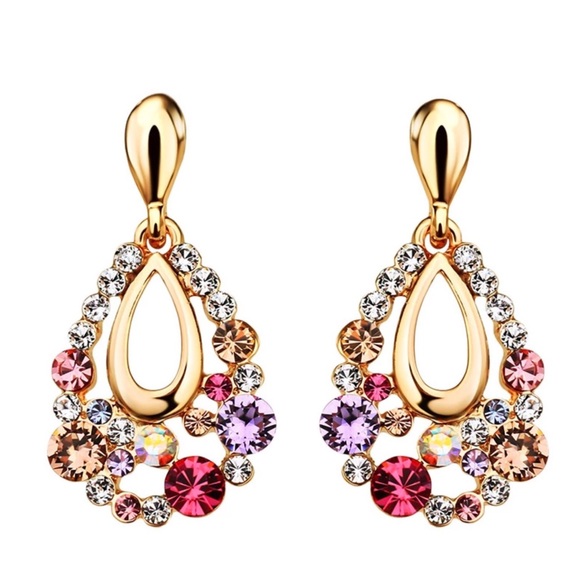 Swarovski Crystal Multi Color Drop Earrings - Picture 1 of 3